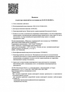 Выписка из реестра лицензий на 11.04.2023 ОО КДЦ РАНМЕД